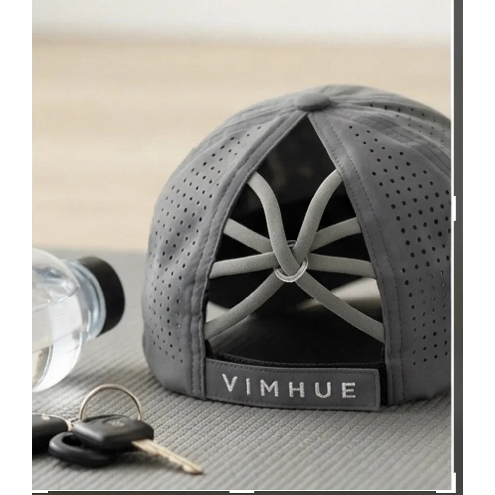 VIMHUE Hat Cap Strap Back Women's sz 57 Gray Mesh Ponytail adjustable Indiana